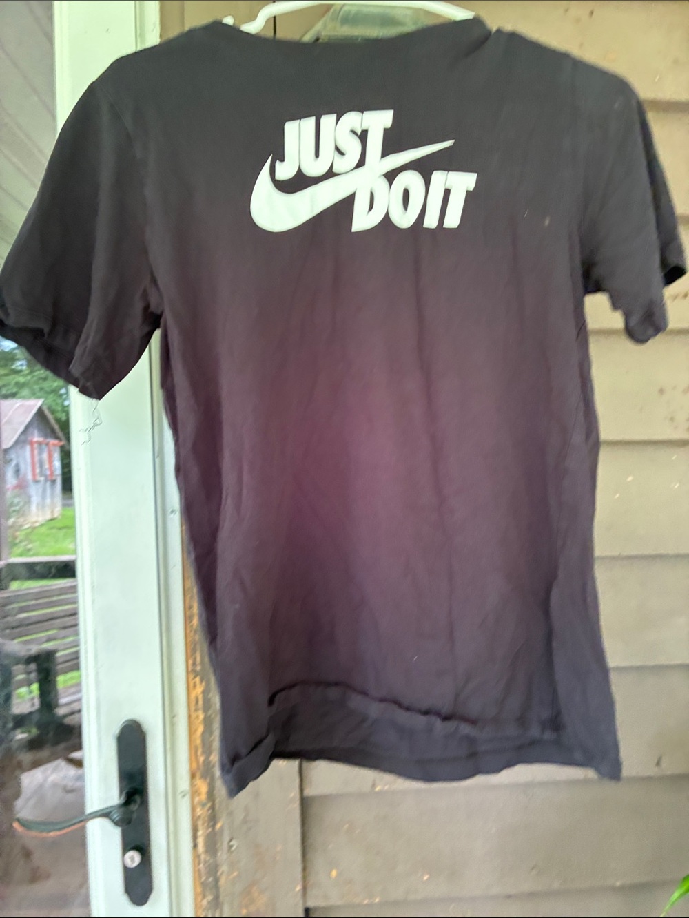Nike Black T-Shirt with White 'Just Do It' Graphic - Men's Short Sleeve